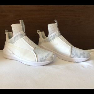 All white puma basketball shoes